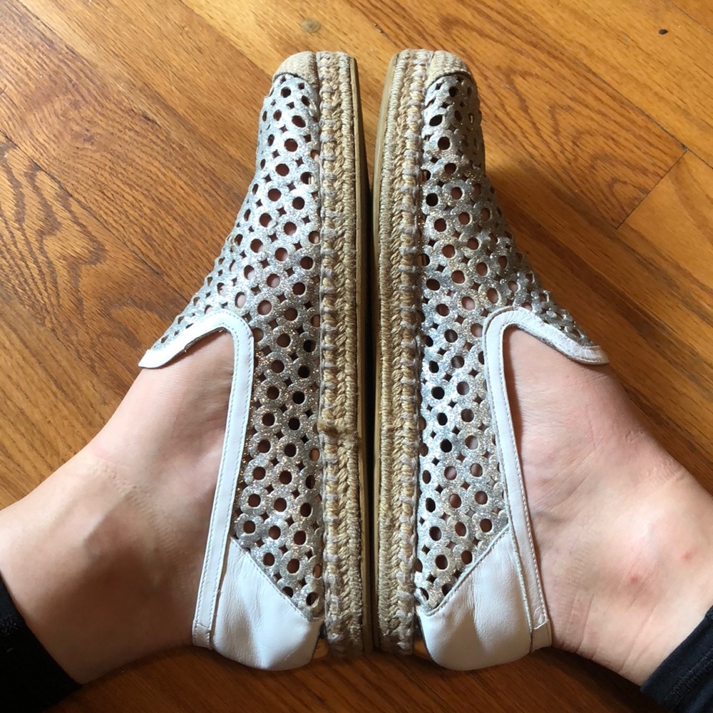 Stuart Weitzman Silver Metallic Leather Espadrille - Picture 2 of 9